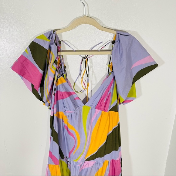 NWT La Ligne Stella Lavender Floral Midi Dress Wedding Pastel Bohemian Size XL - Picture 3 of 8